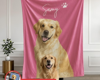 Custom Pet Photo Blanket Personalized Dog Portrait Blanket Pet Memorial Gift Cat Picture Blanket Dog Cat Lover Gift