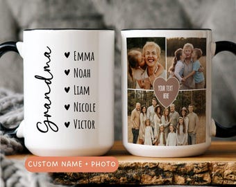 Personalized Grandma Mug Custom Kids Names Photo Mug Gift For Grandma Family Photo Collage Mug Grandmother birthday gift Mothers Day Gift