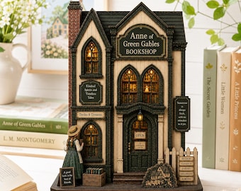 Anne auf Green Gables Bookshop Diorama, Miniatur literarische Dekoration, Buch-Liebhaber-Geschenk