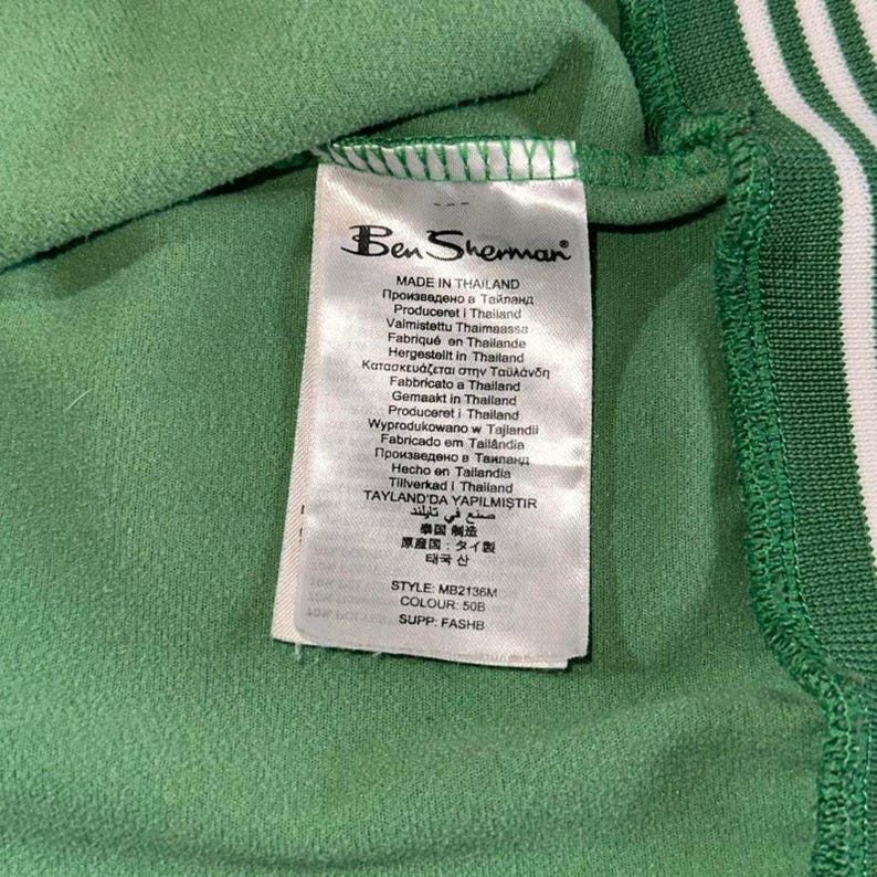 Chaqueta deportiva vintage Ben Sherman verde talla M años 90 estilo Mod Rave del Reino Unido imagen 5