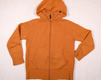 Chaqueta vintage de punto de lana y cachemira Eddie Bauer con capucha, talla S, color naranja, Cabincore
