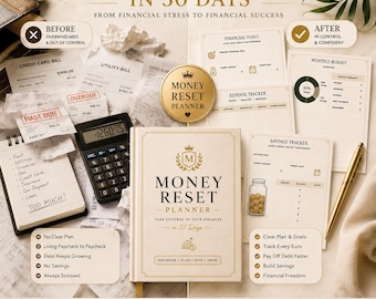 Luxury Financial Planner Printable PDF | Budget Planner A4 A5 US Letter | Expense Tracker, Savings & Debt Tracker, Monthly Budget