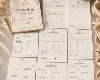 Planejador Financeiro de Luxo em PDF para Imprimir | Planejador de Orçamento A4, A5 e Carta (EUA) | Controle de Despesas, Economias e Dívidas, Orçamento Mensal