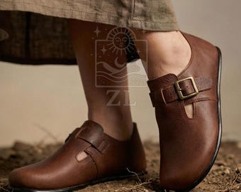 Women  brown x Earthing Barefoot Sneakers organic leather shoes