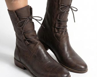 Women Chelsea Boots Organic Leather barefoot Handmade bown