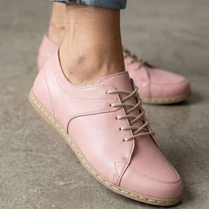 Dam Earthing Barefoot Sneakers Rosa ekologiska läderskor