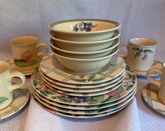 Vajilla vintage Pfaltzgraff Garden Party - Servicio de 20 piezas para 4 personas - Gres con estampado floral estilo cottagecore