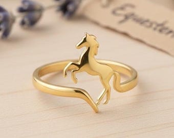 925 Silver Tiny Horse Ring, Rearing Horse Antique Ring, Running Horse Jewelry, Jumping Horse Ring, Gift for Horse Lovers, Gift for Birthday