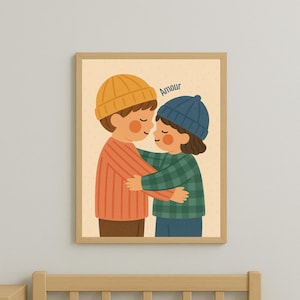 Affiche frère et sœur, art mural enfants, citation amour, famille, format A4