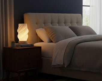 Lampka nocna Twist Glow z drewnianą podstawą – 3-kolorowa, ściemnialna lampka nocna