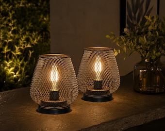 Zestaw 2 akumulatorowych bezprzewodowych lamp stołowych – metalowa klatka LED