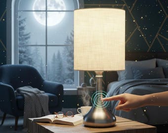 Boncoo Touch Control Table Lamp - 3-Way Dimmable with Silver Metal Base