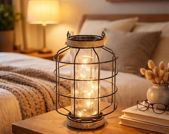 Metal Cage Fairy Light Lantern – Battery Powered Accent Lamp