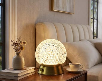 Akumulatorowa lampa stołowa kryształowa – sterowanie dotykowe, 3 kolory, przenośna lampa LED z możliwością ściemniania