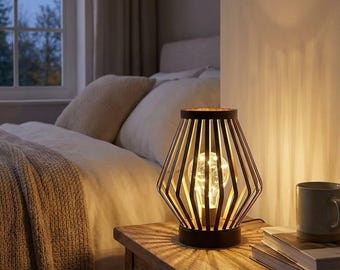 Latarka z klatką dotykową i funkcją ładowania – ściemnialna metalowa lampa akcentowa LED (wzór diamentowy)