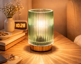 Akumulatorowa szklana lampa stołowa – bezprzewodowa dekoracyjna lampka nocna (zielona)