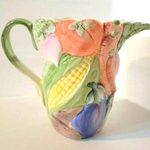 Fitz And Floyd 1996 "Vegetable Garden" Pitcher Easter & Springtime and 48 oz