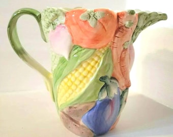 Fitz And Floyd 1996 "Vegetable Garden" Pitcher Easter & Springtime and 48 oz