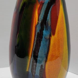 Jarrón esmaltado con goteo H. Berger Wien - Cerámica austriaca colorida