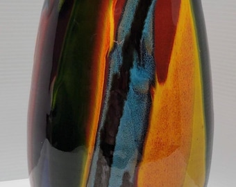 H. Berger Wien Drip Glaze Vase - Colorful Austrian Pottery