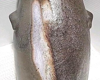 Hand Thrown Stoneware Vase: Blue Gray Brown Speckled Pottery, 6.5"