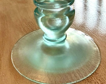 Antique Fenton Celeste Blue #316 Iridescent Stretch Glass Candle Holder