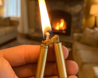 Encendedor vintage a prueba de viento, hecho a mano, de acero inoxidable, recargable con queroseno, pedernal metálico, ideal para iniciar fuego.