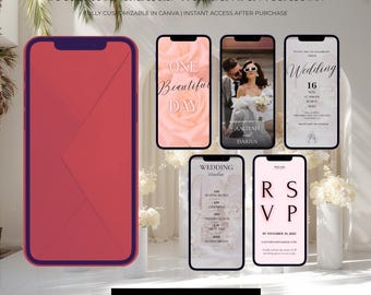 Romantic Animated Wedding Invitation, Elegant Digital Invite (Canva Template)