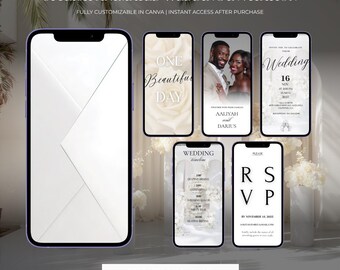 Animated Floral Wedding Invitation Template - Editable Digital Invite
