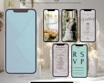 Stylish Animated Wedding Invite • Phone Digital Template • Editable in Canva • Modern Bridal Invitation & RSVP