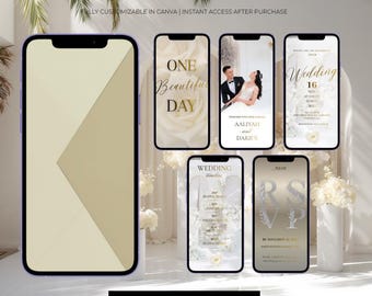 Animated Wedding Invitation Video | Elegant White Rose Digital Invite | Modern Neutral Canva Template | Mobile RSVP | Luxury Wedding eInvite