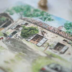 Personalized watercolor house portrait, hand-drawn house sketch on photo, first home gift, housewarming gift image 7