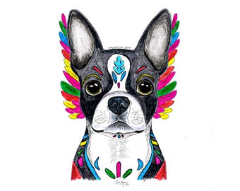 Alebrije Dog Portrait | Custom Guardian Pet Art | Mexican Folk Art | Hand Painted Original