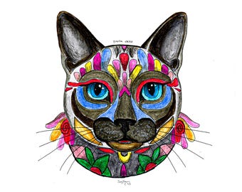 Alebrije Cat Portrait | Custom Guardian Pet Art | Mexican Folk Art | Hand Painted Original