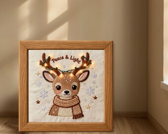 Winter-Ren-Kinderzimmer-Kunst, Weihnachten-Reh zum Ausdrucken (digitaler Download)