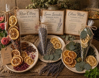 Simmer Pot Kits – Natural Home Fragrance | Rose Citrus, Lemon Lavender, Citrus Mint