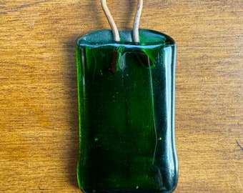 Large Green Glass Pendant Recycled Glass Stunning Statement Art Glass Jewelry