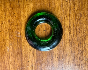 Green Glass Circle Pendant Recycled Glass Statement Art Glass Jewelry
