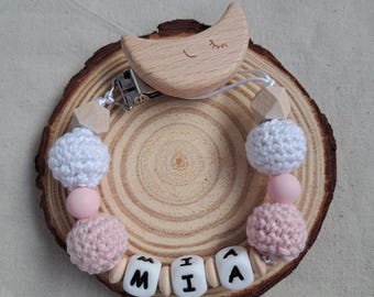 Personalized pacifier clip with name
