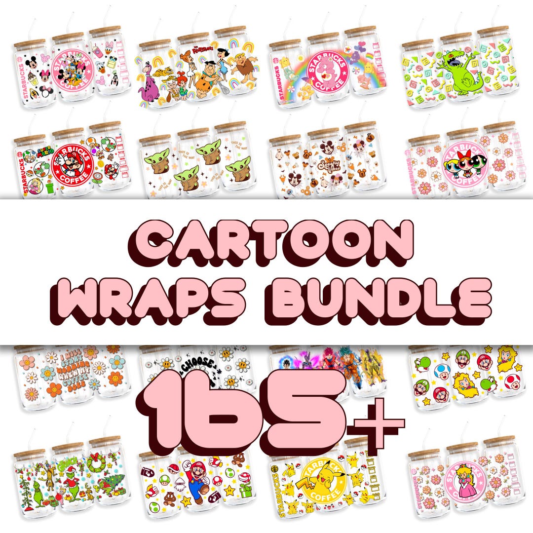 160+, Cartoon, 16oz, Wraps, Bundle, Magic, Christmas, Characters, Love ...