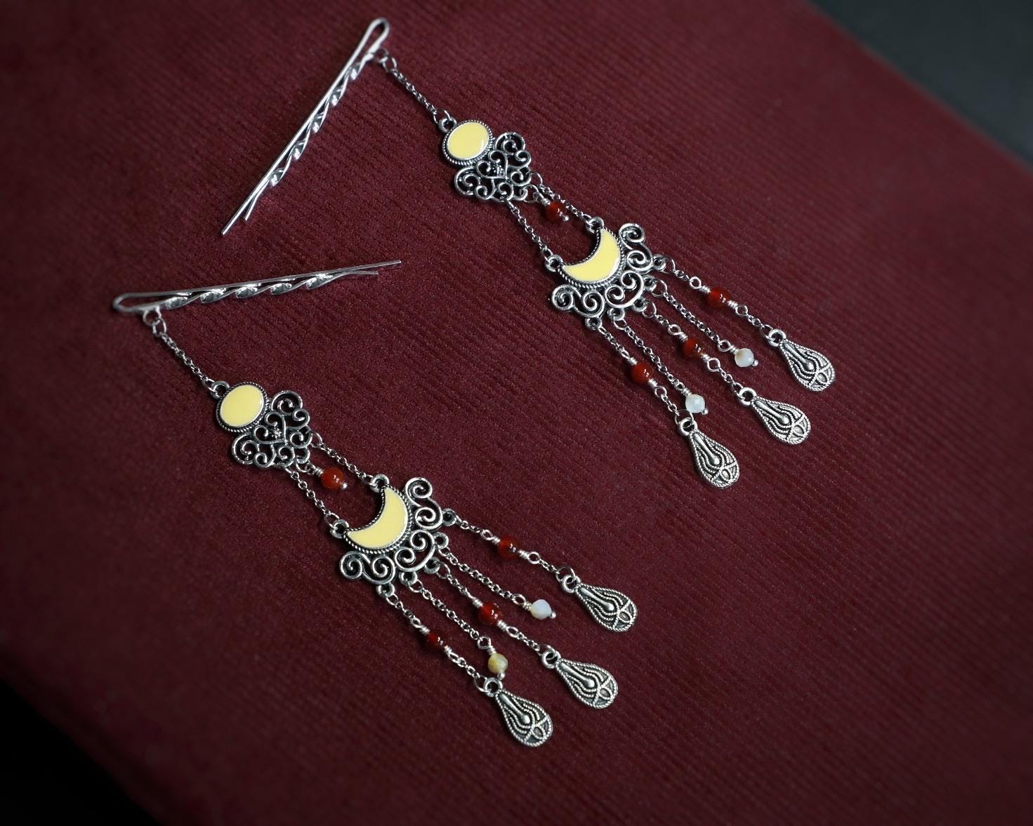 Kazakh Sholpy Carnelian | Ethnic Hair Jewellery | Handmade Central