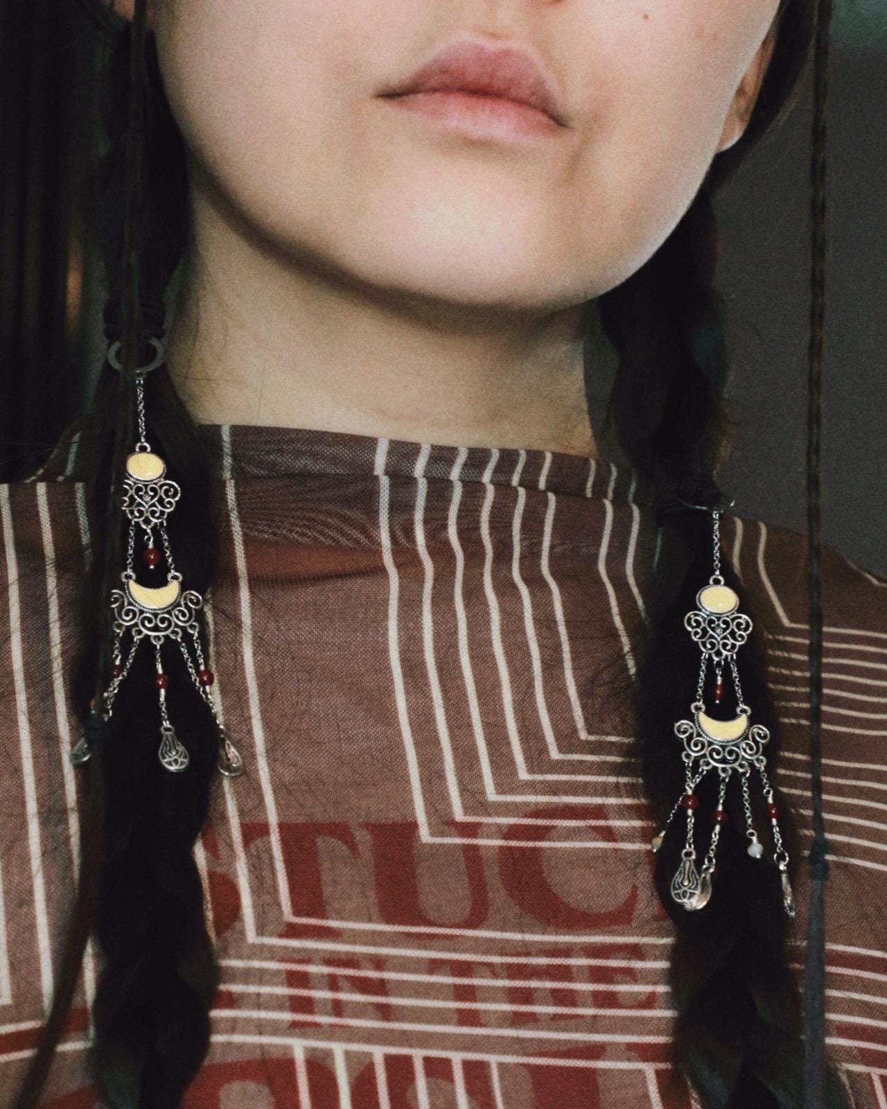 Kazakh Sholpy Carnelian | Ethnic Hair Jewellery | Handmade Central