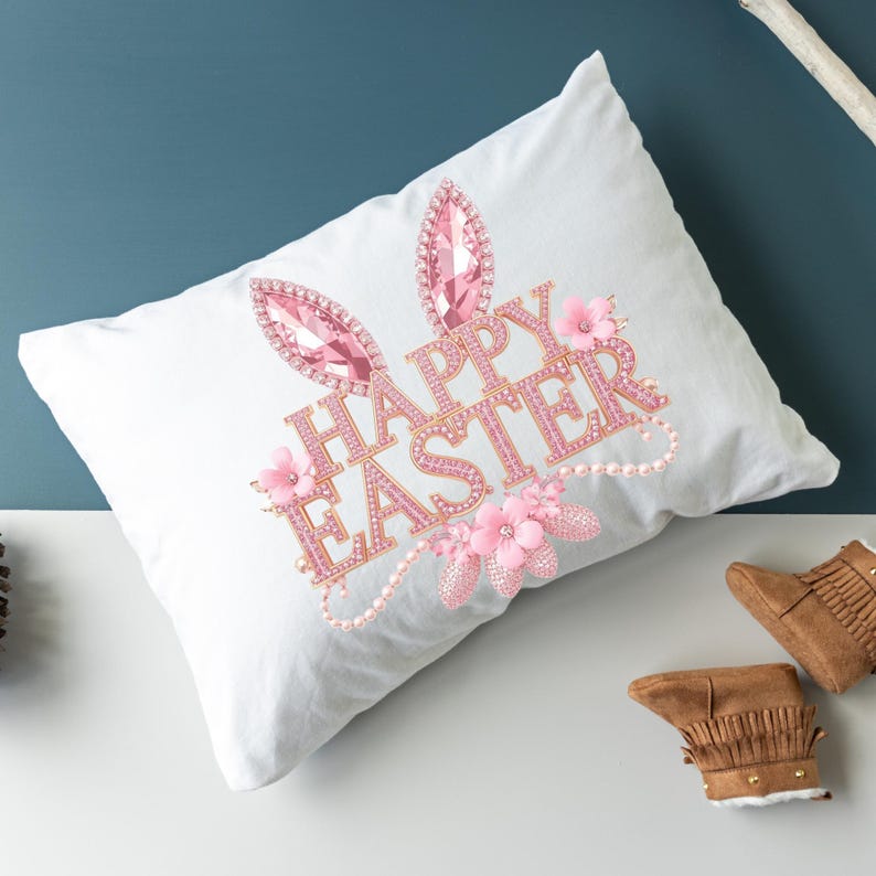 Happy Easter Printable PNG Design – Rhinestone Bunny Ears Sublimation ...