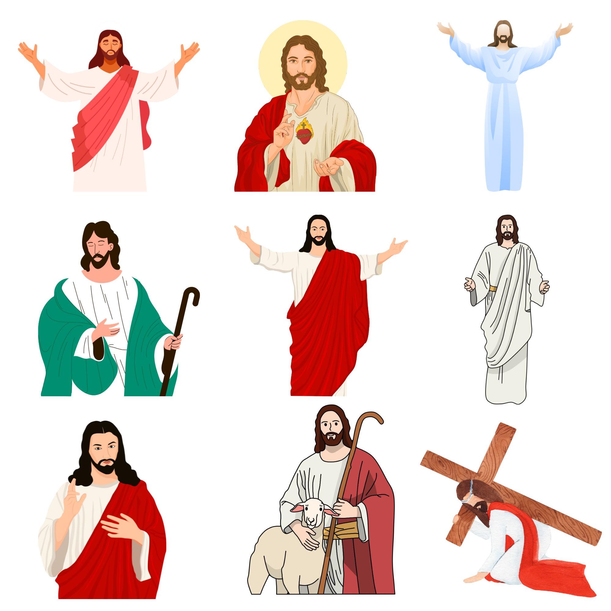 Jesus Watercolor Clipart | 36 Christian PNG Illustrations (digital ...