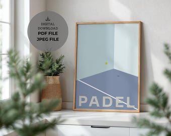 Arte mural de pádel - Impresión de pádel - Diseño minimalista - Póster moderno - Regalo