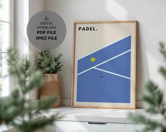 Arte mural de pádel - Impresión de pádel - Diseño minimalista - Póster moderno - Descarga digital - Regalo