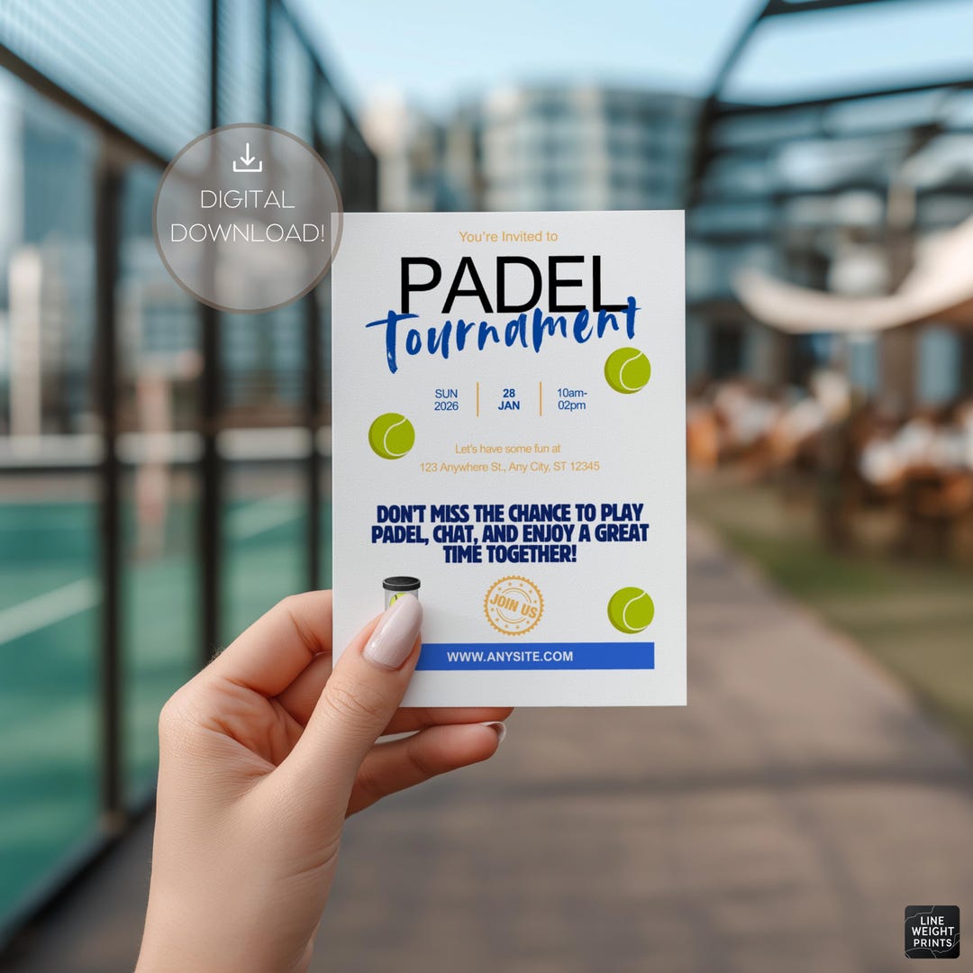 Padel Tournament Invitation Template | Editable | Printable | Canva ...