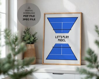Arte mural de pádel - Impresión de pádel - Diseño minimalista - Póster moderno - Regalo
