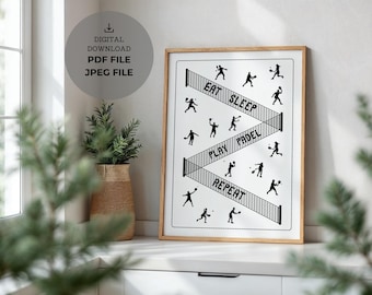 Arte mural de pádel - Impresión de pádel - Diseño minimalista - Póster moderno - Regalo - Deporte