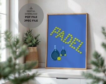 Arte de parede de padel - Impressão de padel - Design minimalista - Pôster moderno - Presente